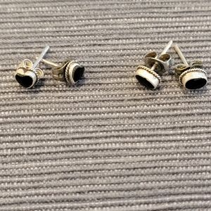 Earrings (Silver/Onyx) 2-pr
